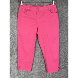 Lark Lane Cropped Capri Jeans Womens Size 8 Stretch Pink Denim Bead‎ Detail